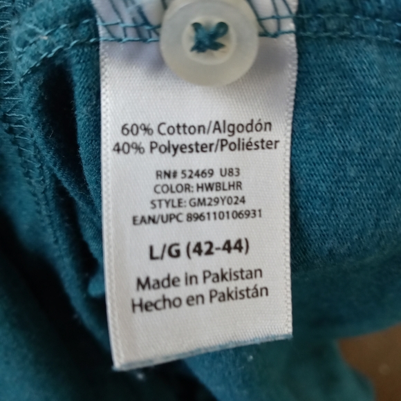 George Teal Green Men Polo Pull Over Style Short Sleeve 3 Button Front Shirt EUC - Picture 4 of 7